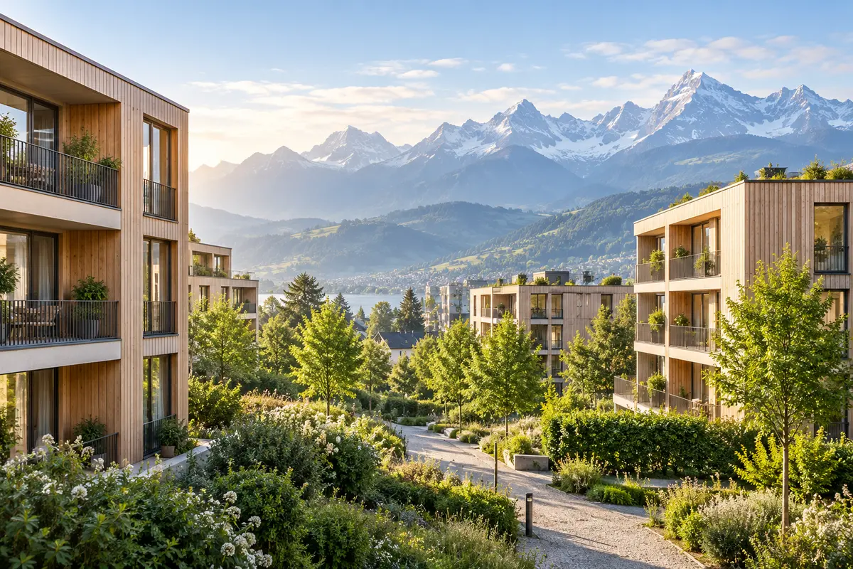 Un immeuble résidentiel contemporain entouré de verdure